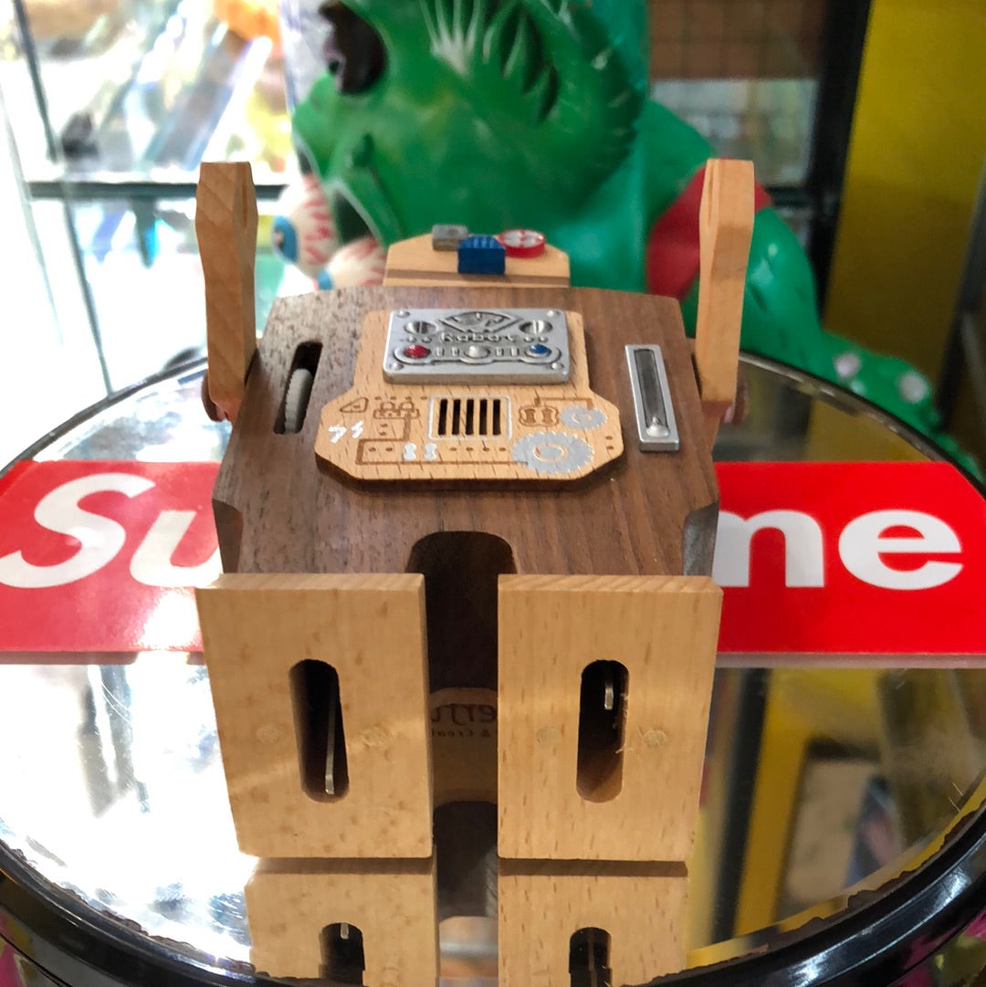 Wooden Robot Type Music Box can move forward peculiar