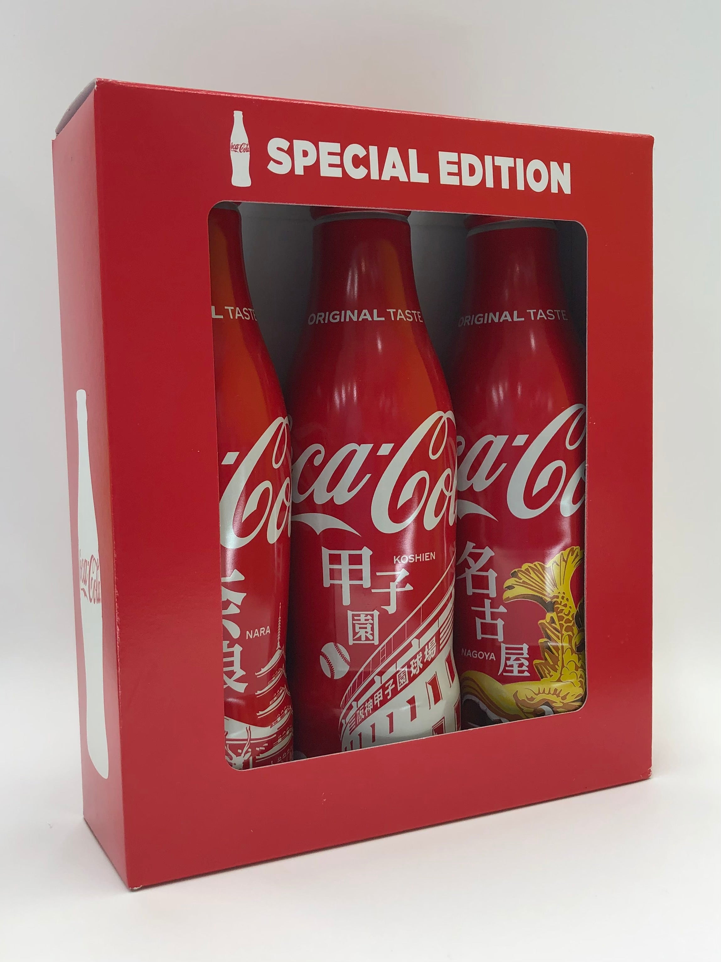 Coca Cola Special Edition Nara, Koshien and Nagoya Locally Designed Slim Tin Bottle Set