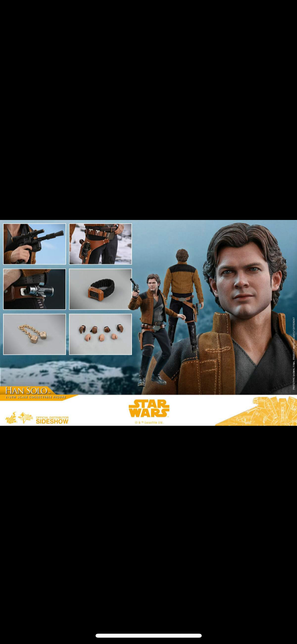 ISTAR WARS SOLO HAN SOLO SIX SCALE FIGURE BY HOT TOYS