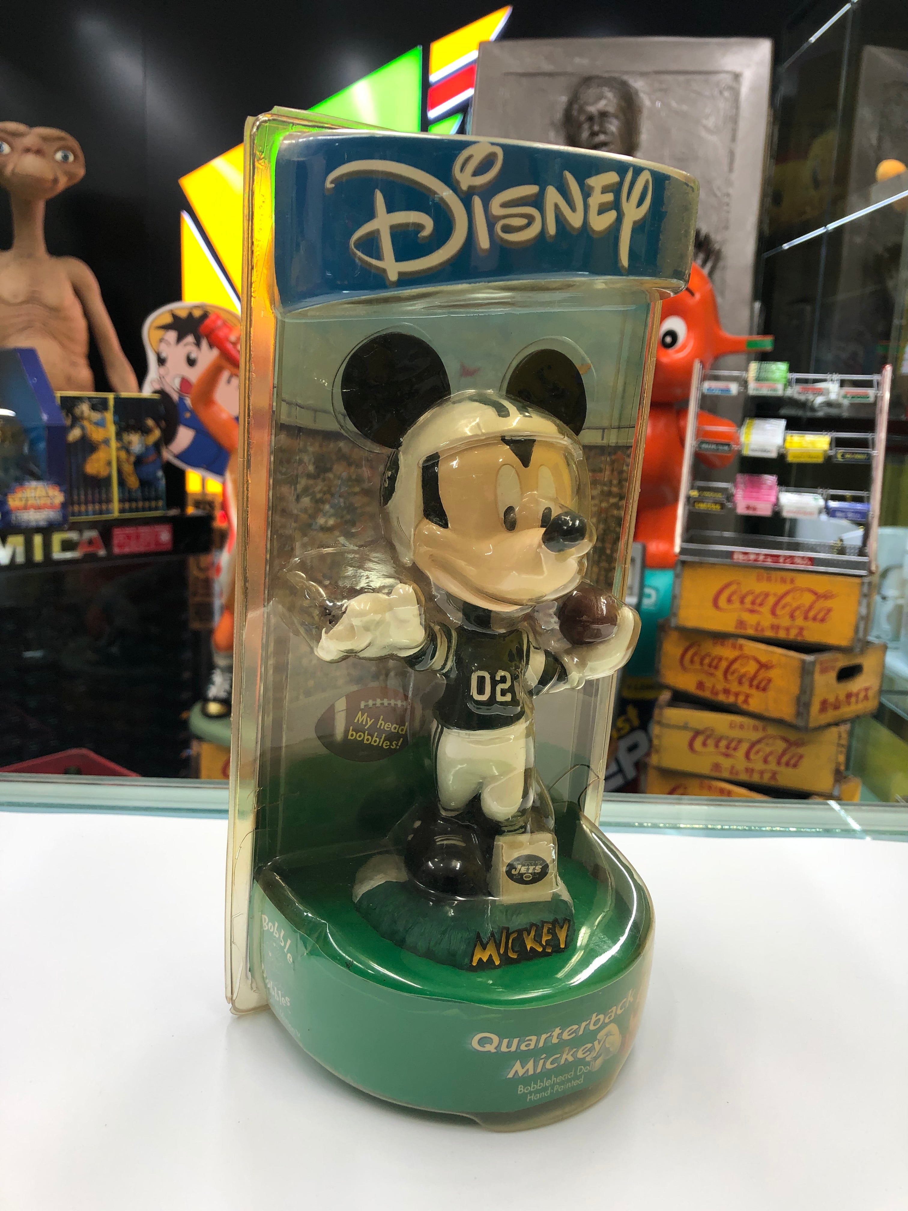 New York Jets 02 Quarterback Mickey Mouse Hand-Painted Bobblehead Doll NFL Disney