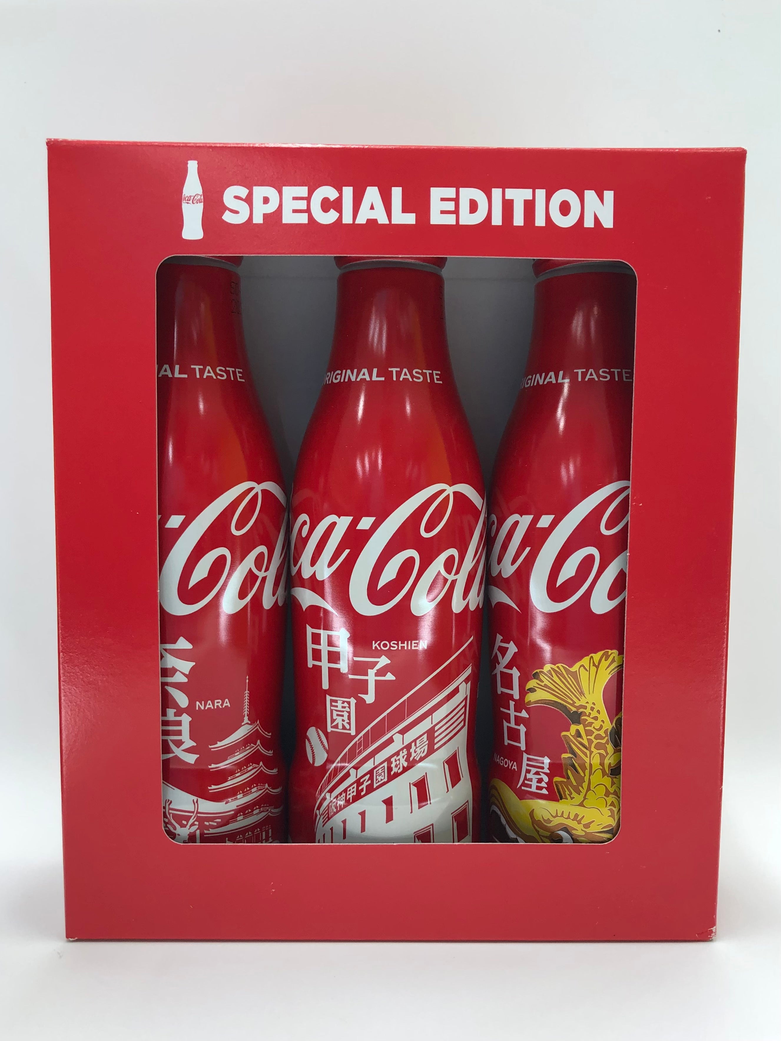 Coca Cola Special Edition Nara, Koshien and Nagoya Locally Designed Slim Tin Bottle Set