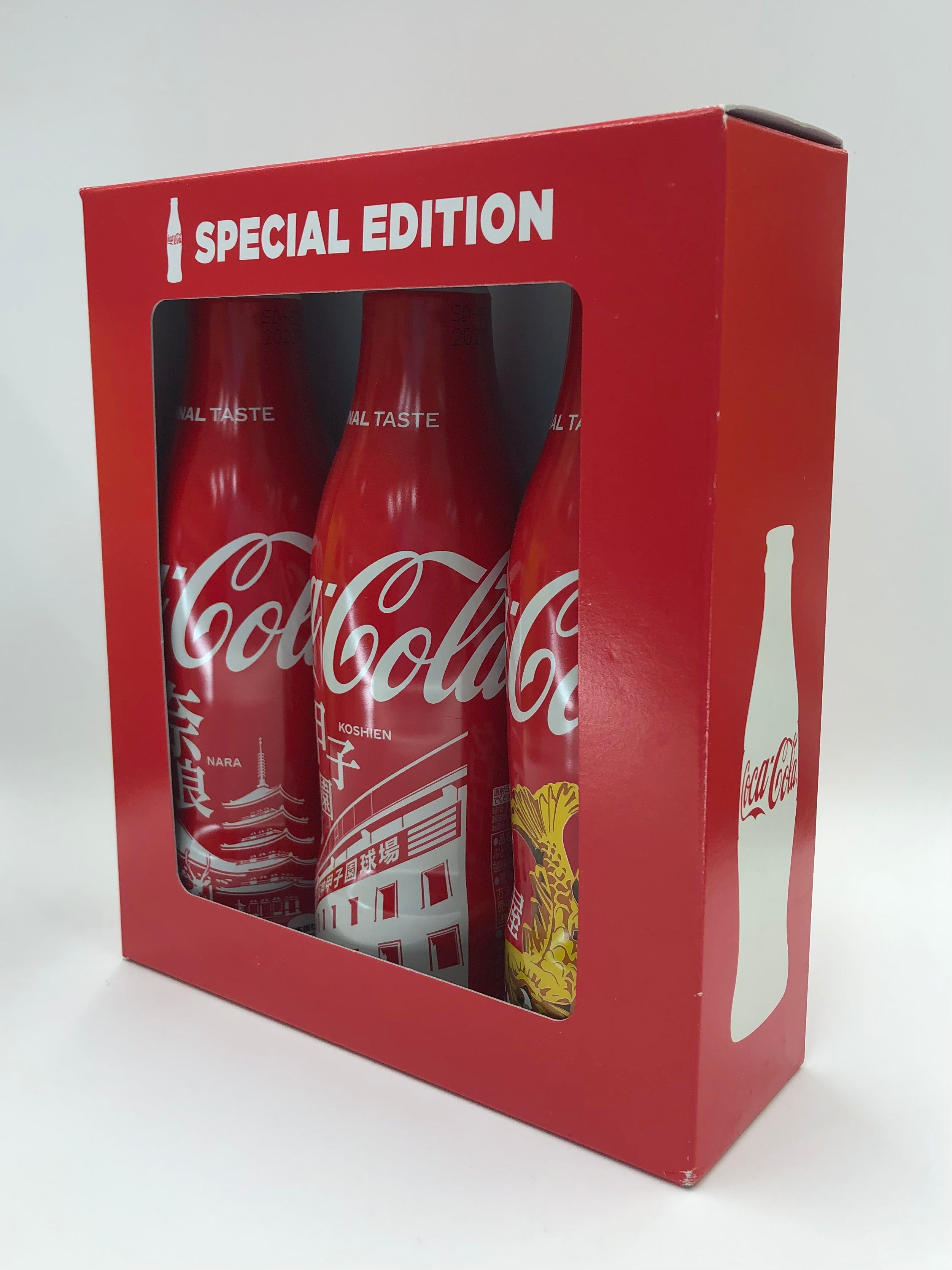 Coca Cola Special Edition Nara, Koshien and Nagoya Locally Designed Slim Tin Bottle Set