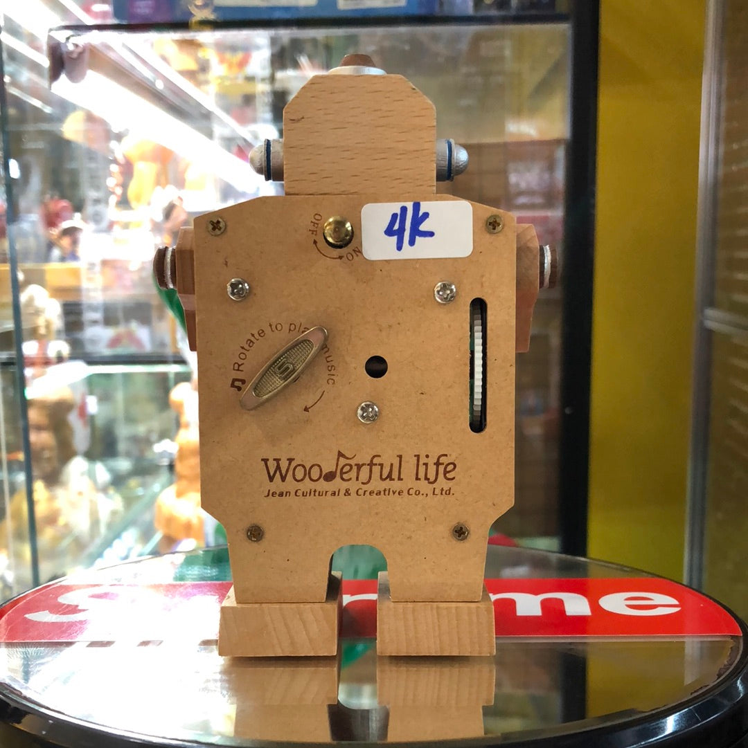 Wooden Robot Type Music Box can move forward peculiar