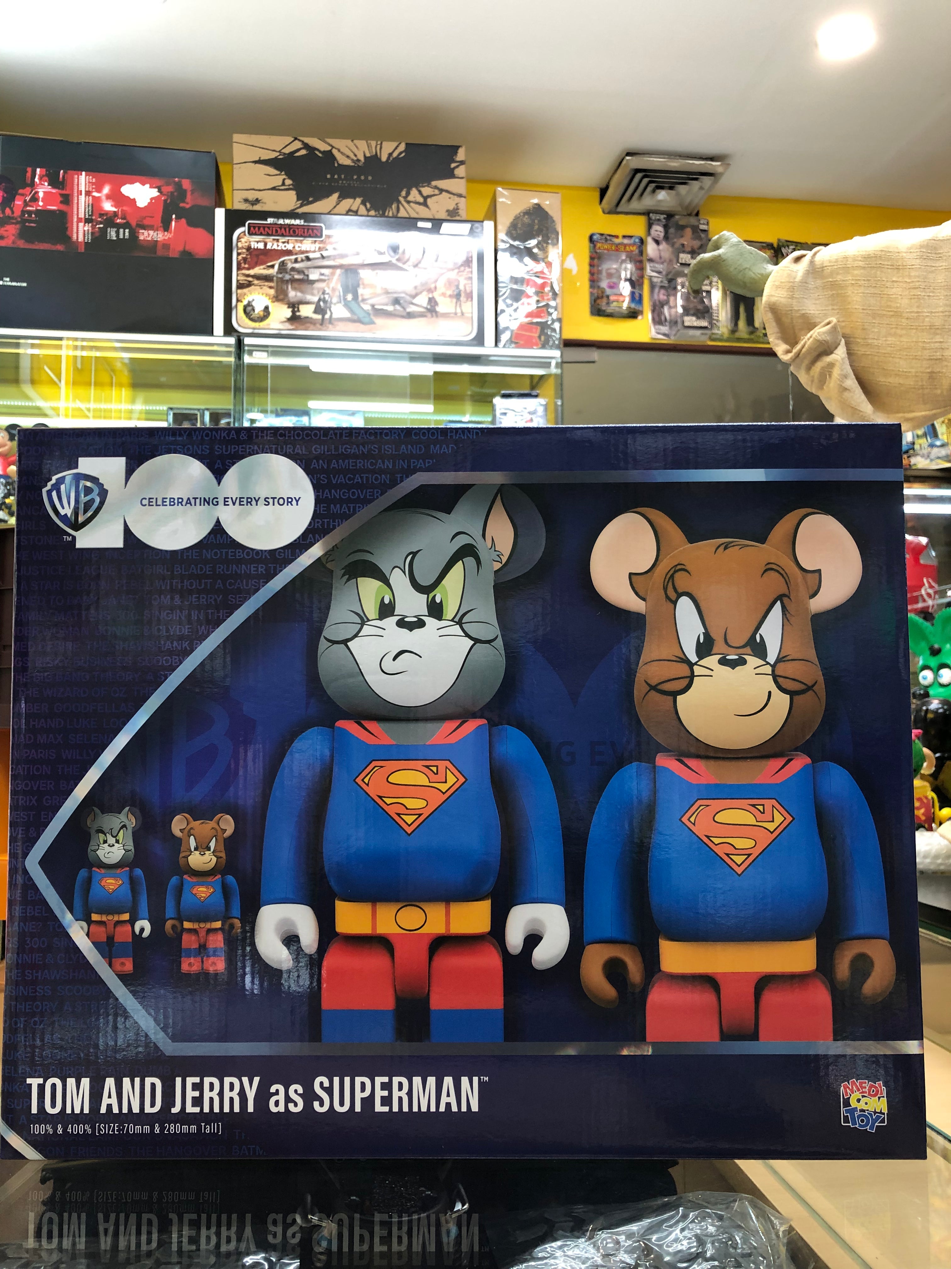 tom and jerry as superman bearbrick 100% & 400% celebrating every story