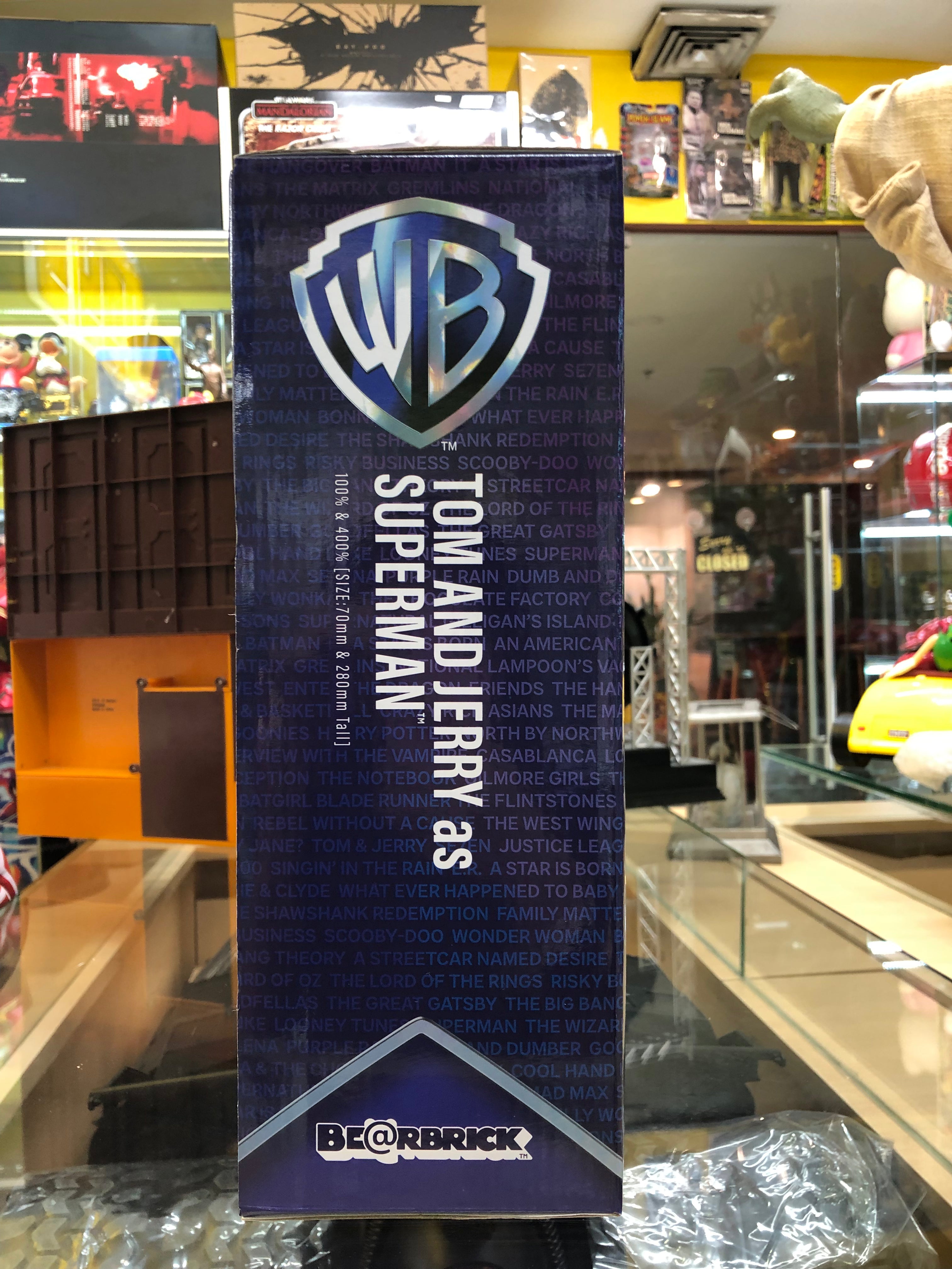 tom and jerry as superman bearbrick 100% & 400% celebrating every story