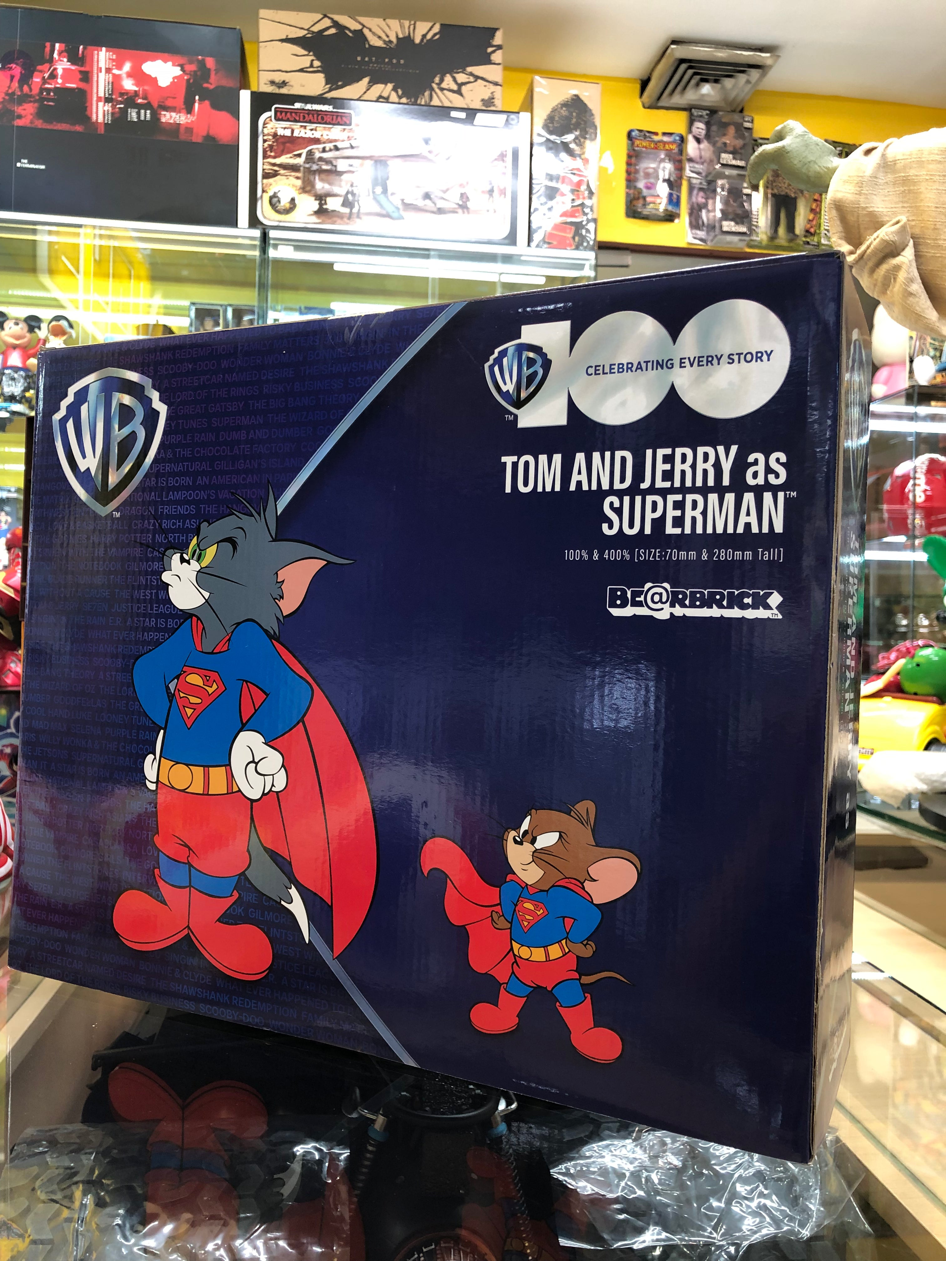 tom and jerry as superman bearbrick 100% & 400% celebrating every story
